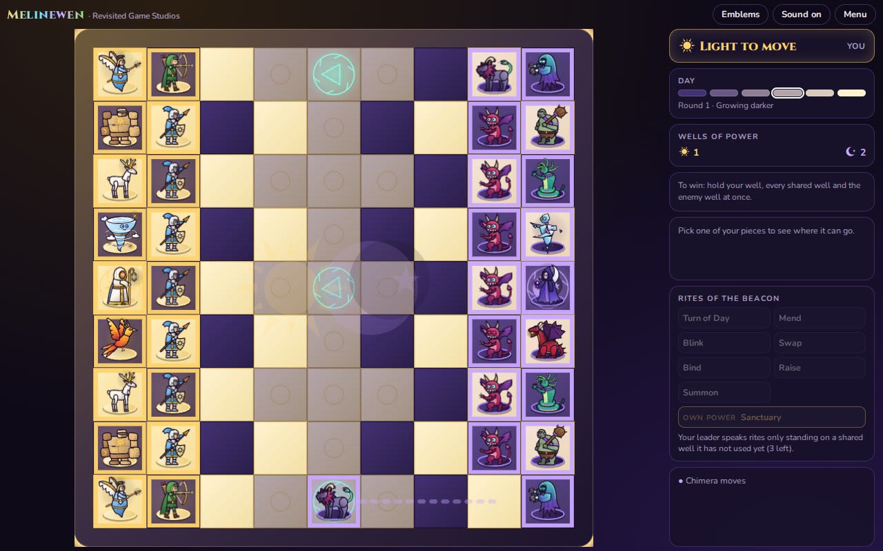 The board at the start of a game, Light to move